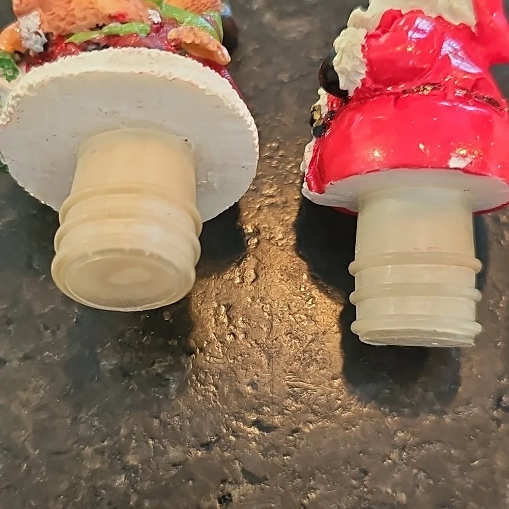 Resin Christmas threaded bottle stoppers - set of Four